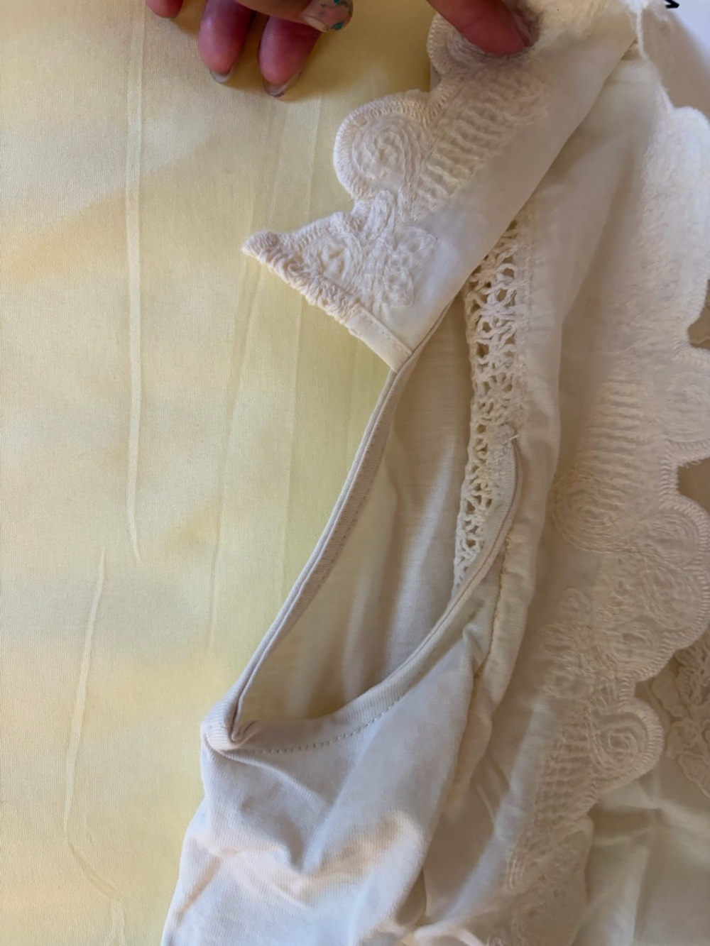 Mango Cream Cotton Lace Crochet Sleeve Blouse - Picture 6 of 7